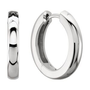 2.6 x 11.5mm (1/8 x 7/16 Inch) Platinum Hinged Round Hoop Earrings